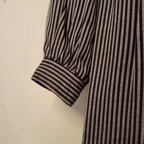 Albert Nipon Petites 4 Black White Striped Double Breasted Dress Rayon Vintage - Picture 8 of 8